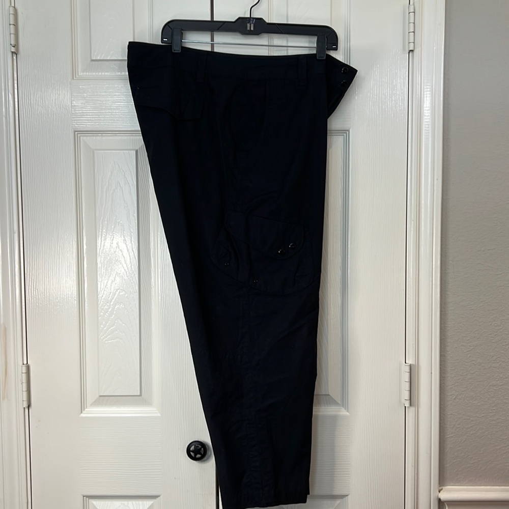 Ralph Lauren L-RL Active Black Cargo Cropped Cotton Pants Size 16 - Picture 2 of 10
